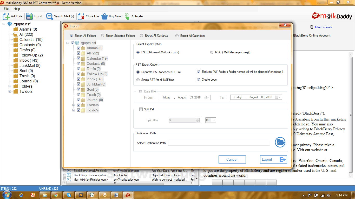 MailsDaddy NSF To PST Converter Small Screenshot 3
